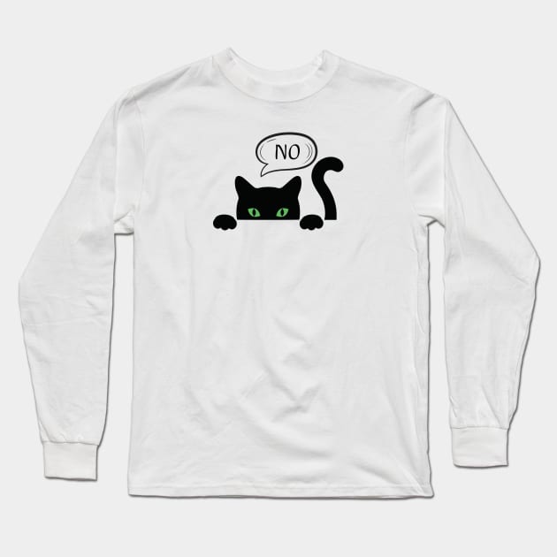black cat says no Long Sleeve T-Shirt by A tone for life